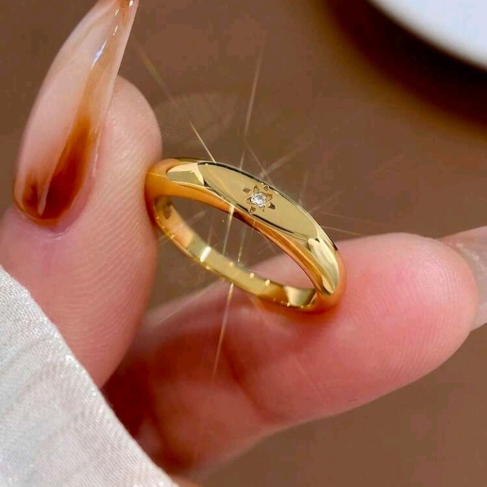SS 925 Elegant Gold Plate Zirconia  Women's Ring